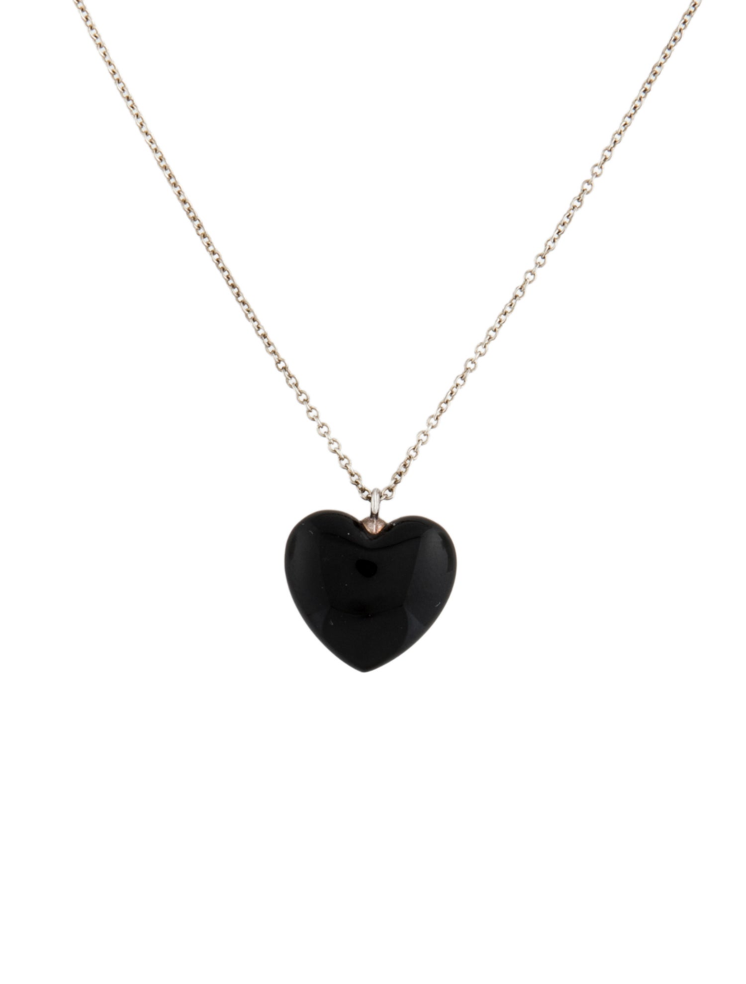 Tiffany & Co. Onyx Heart Pendant Necklace