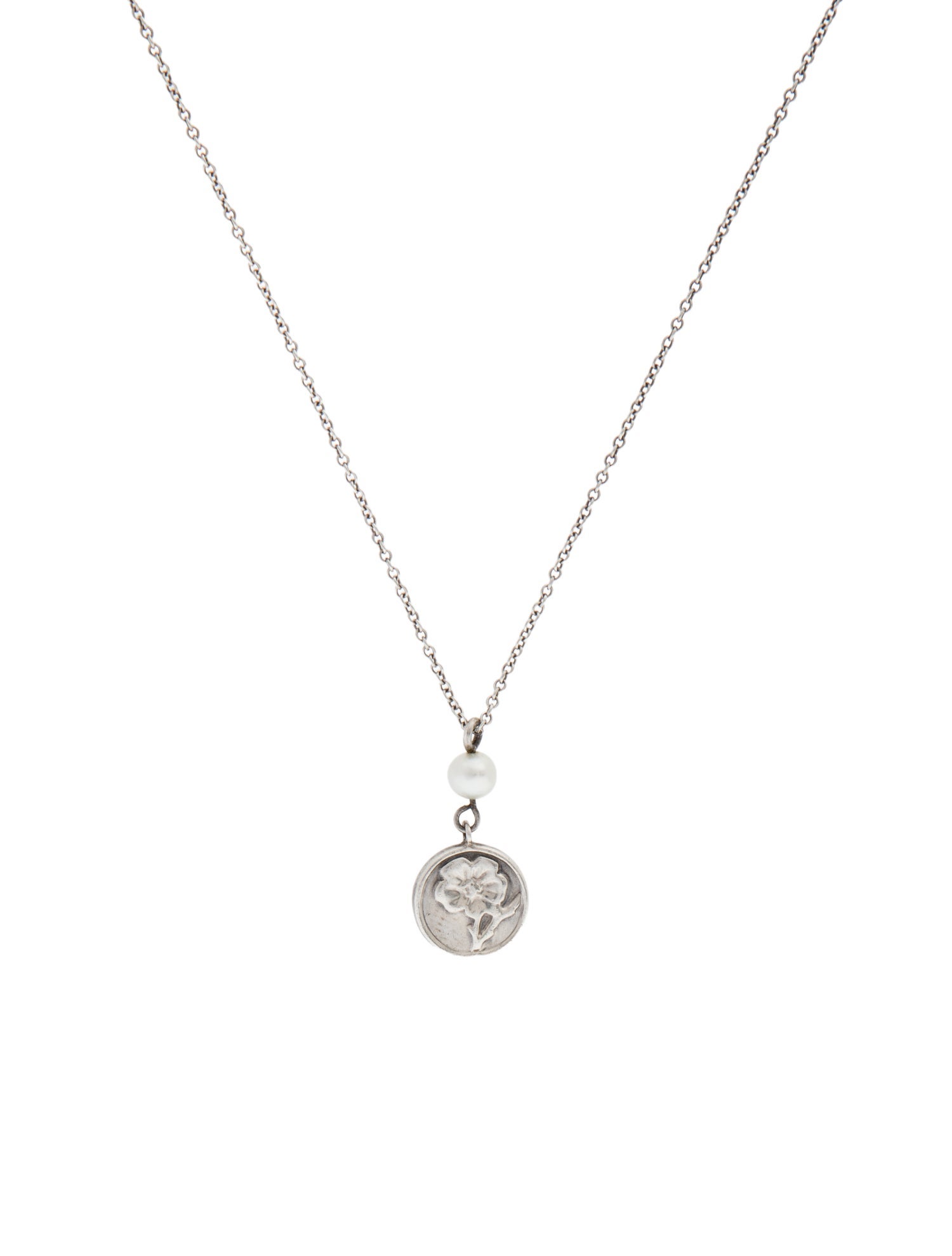 Tiffany & Co. Pearl Flower Pendant Necklace