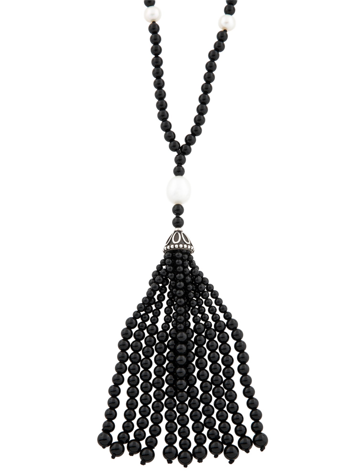 Tiffany & Co. Pearl & Onyx Ziegfeld Tassel Lavalier Necklace