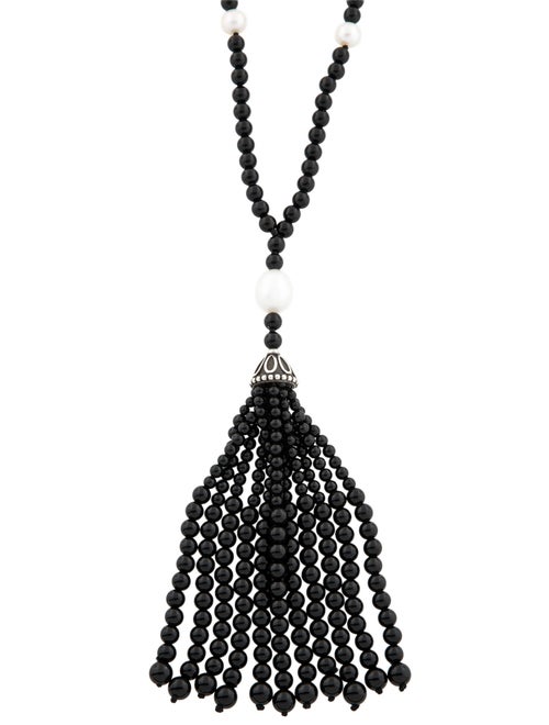 Tiffany & Co. Pearl & Onyx Ziegfeld Tassel Lavalier Necklace