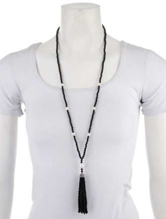 Tiffany & Co. Pearl & Onyx Ziegfeld Tassel Lavalier Necklace