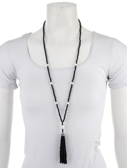 Tiffany & Co. Pearl & Onyx Ziegfeld Tassel Lavalier Necklace