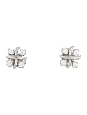 Tiffany & Co. Platinum Diamond Sixteen Stone Stud Earrings