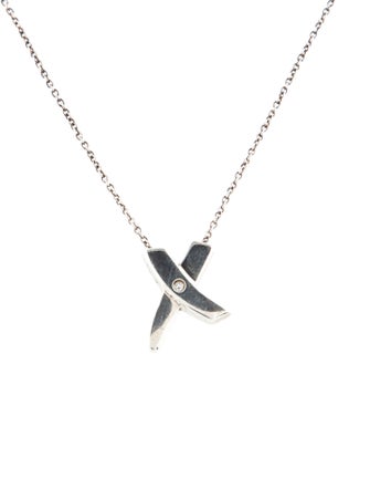Tiffany & Co. Graffiti Diamond X Pendant Necklace