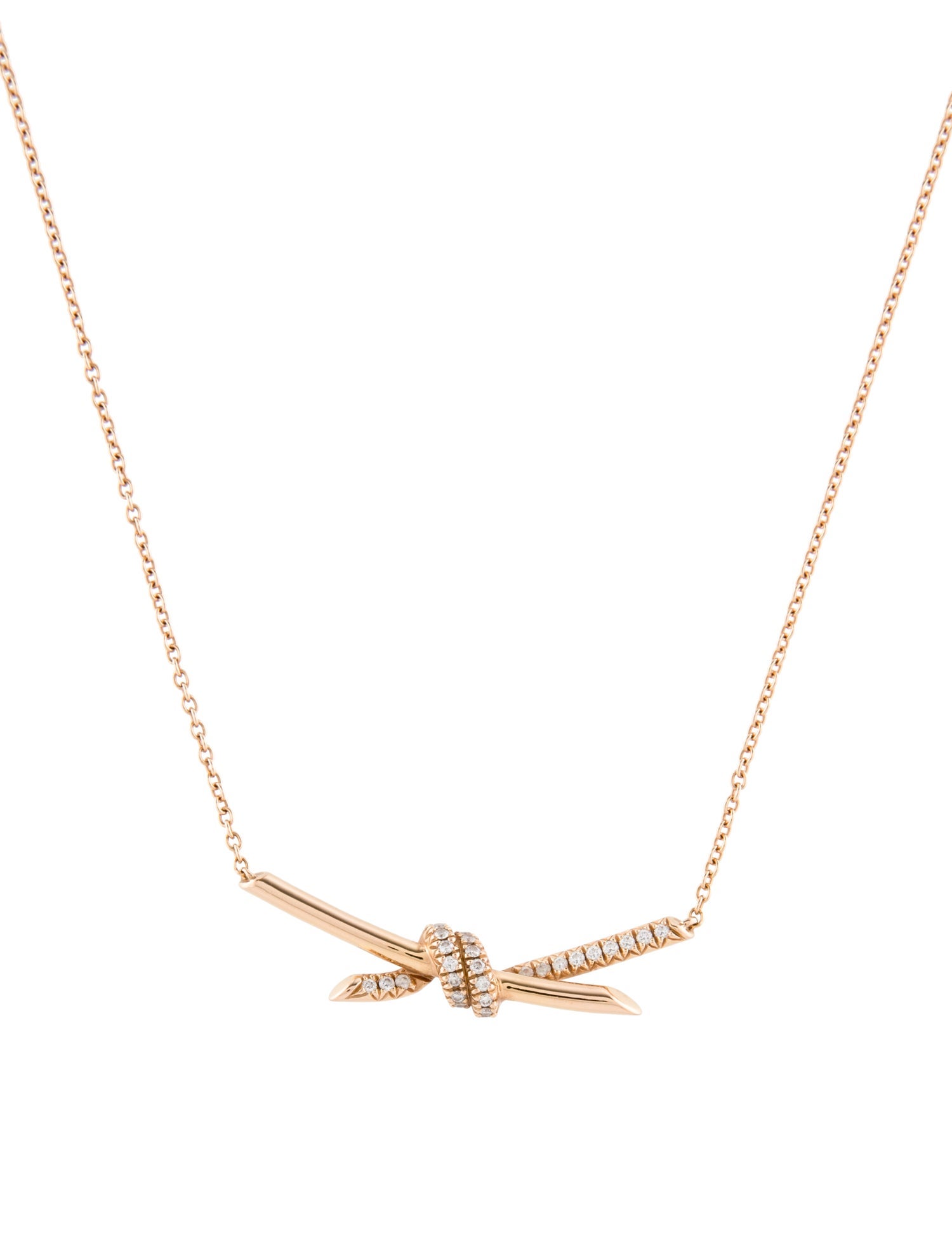 Tiffany & Co. 18K Diamond Knot Pendant Necklace