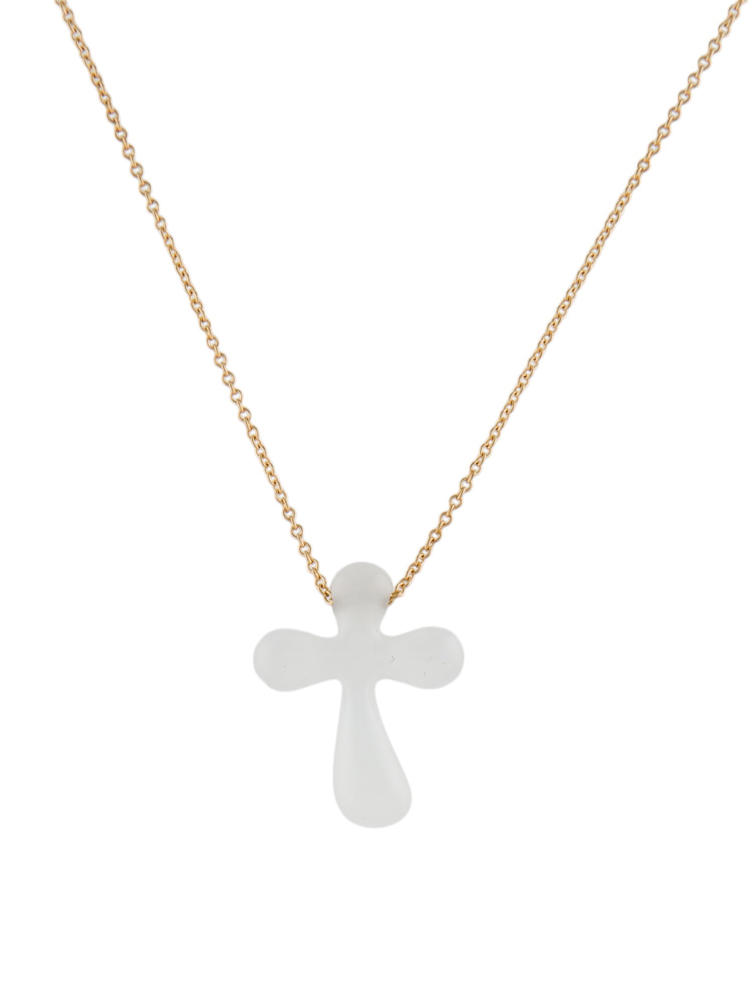 Tiffany & Co. 18K Nephrite Cross Pendant Necklace