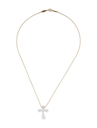 Tiffany & Co. 18K Nephrite Cross Pendant Necklace