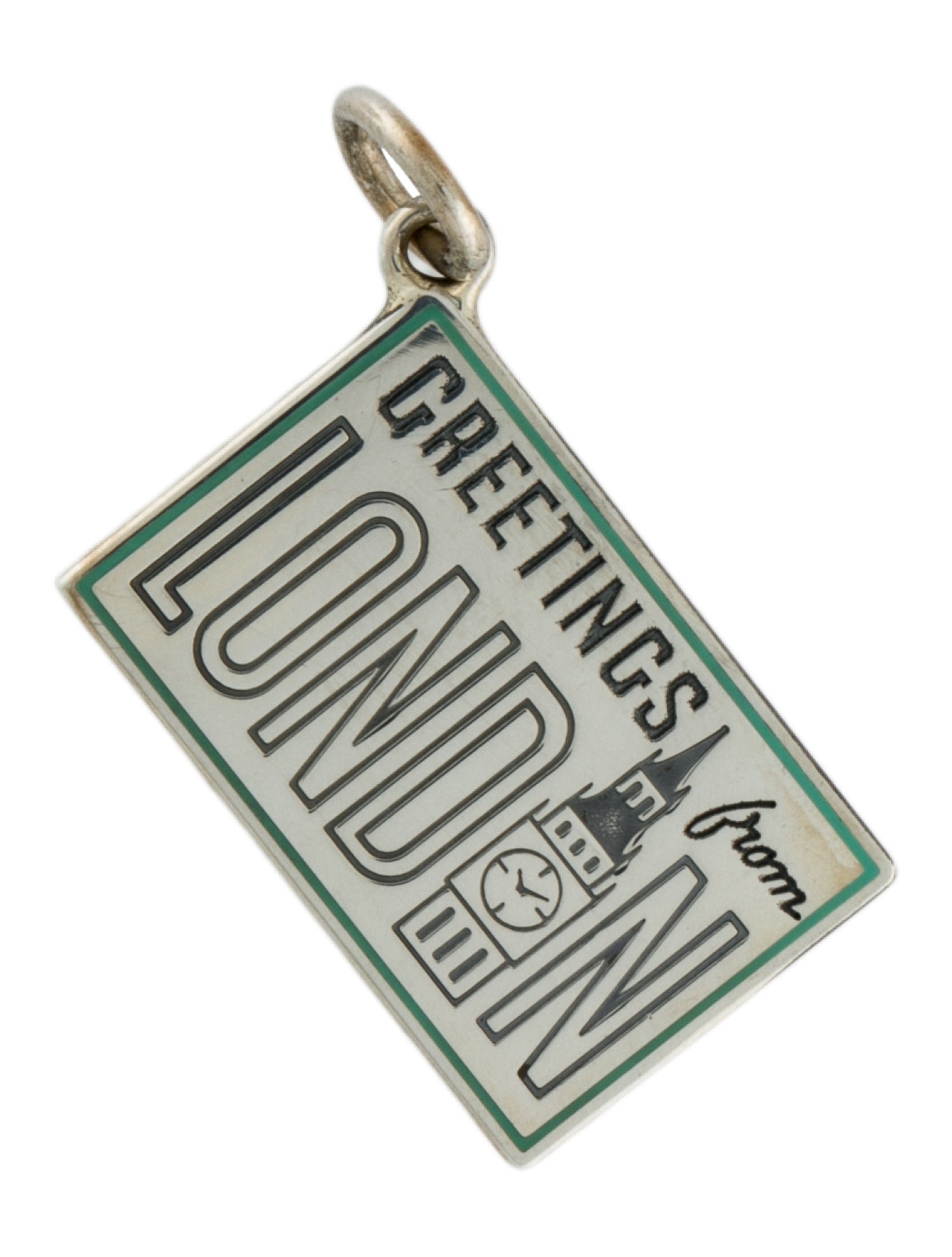 Tiffany & Co. Enamel 'Greetings From London' Postcard Charm