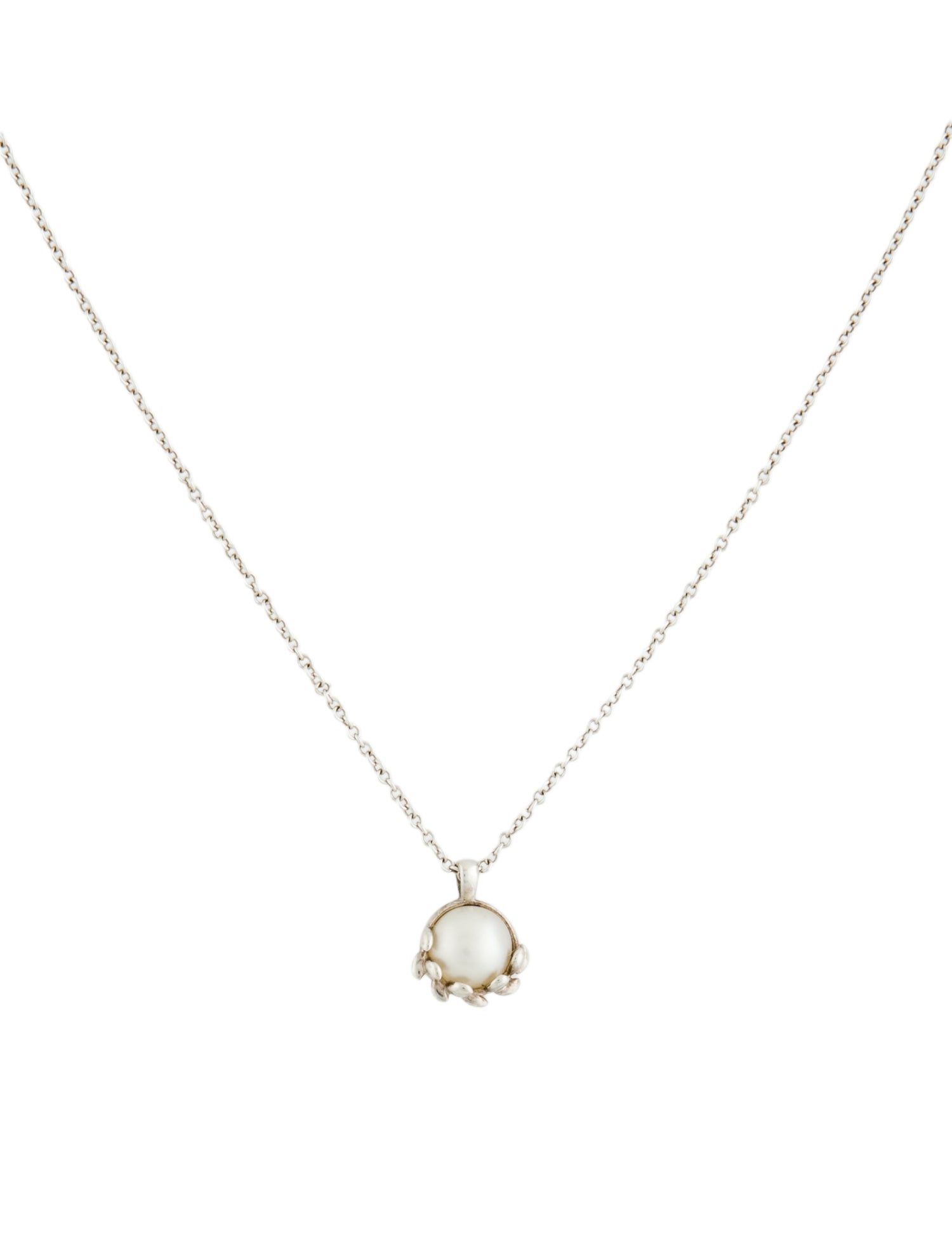 Tiffany & Co. Pearl Olive Leaf Pendant Necklace