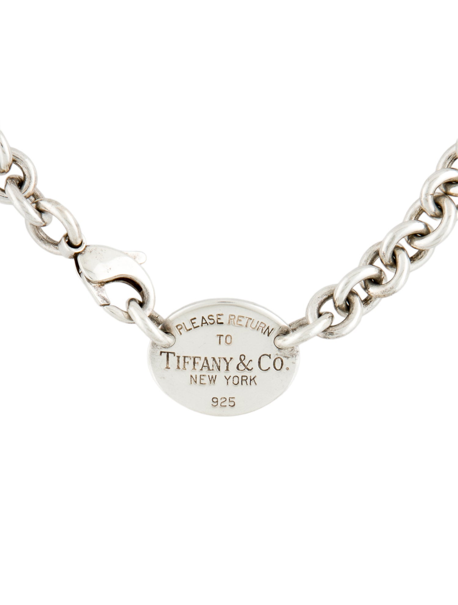 Tiffany & Co. Oval Tag Chain Link Choker Necklace