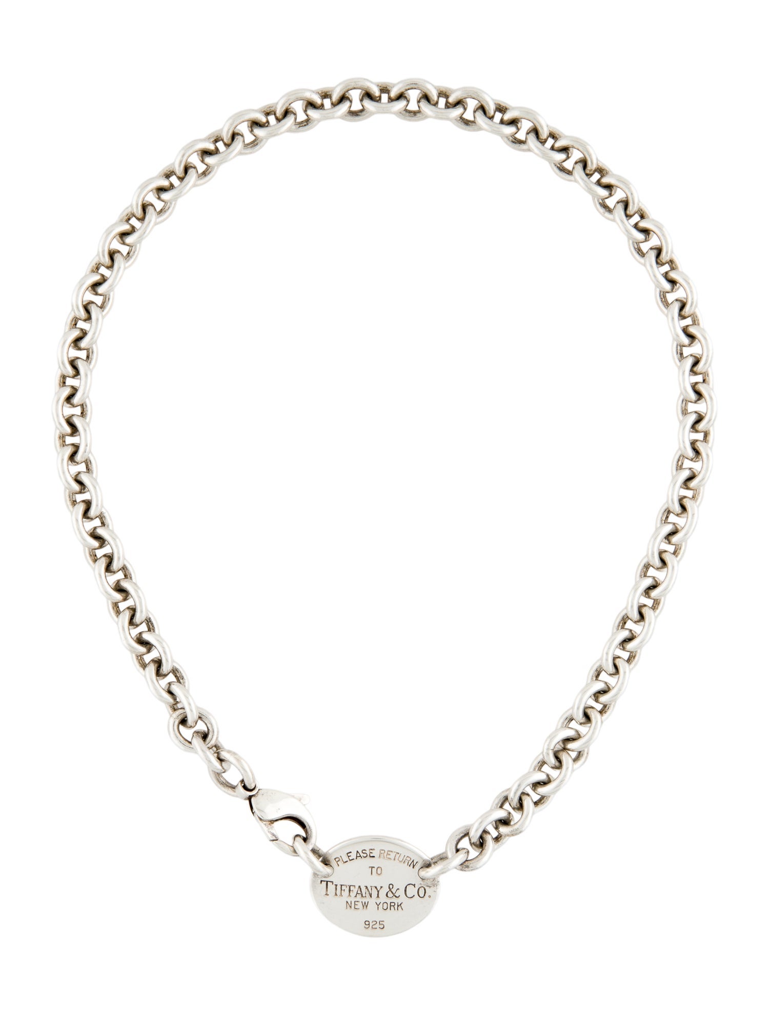 Tiffany & Co. Oval Tag Chain Link Choker Necklace