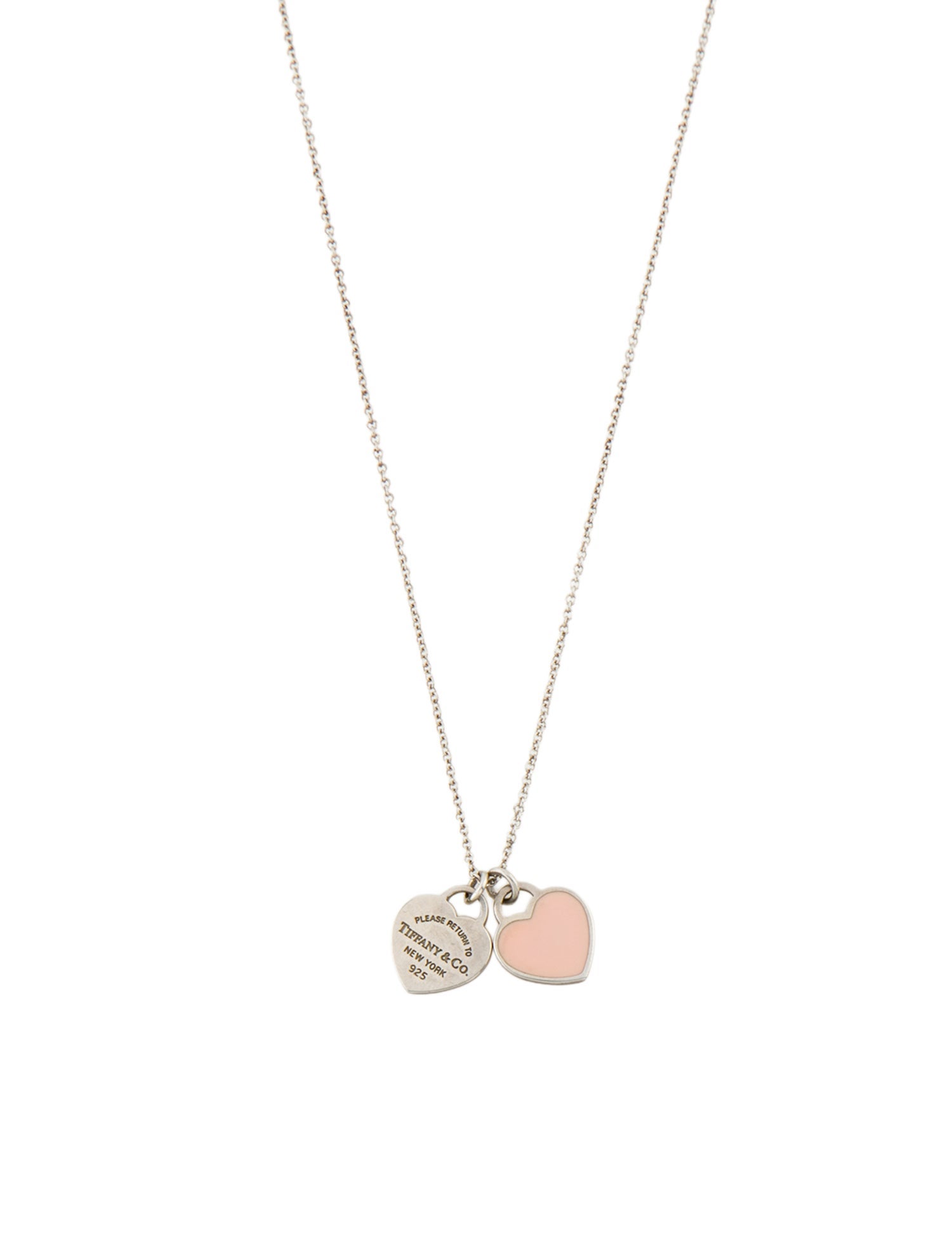 Tiffany & Co. Mini Pink Double Heart Tag Pendant Necklace