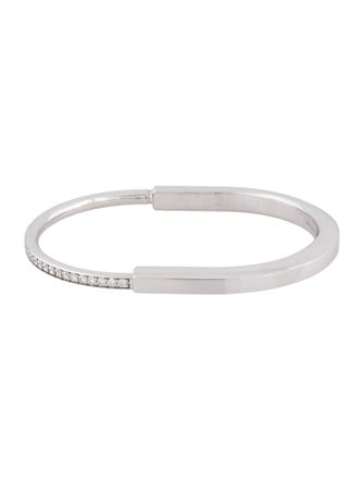 Tiffany & Co. 18K 1.39ctw Diamond Half Pavé Lock Bracelet