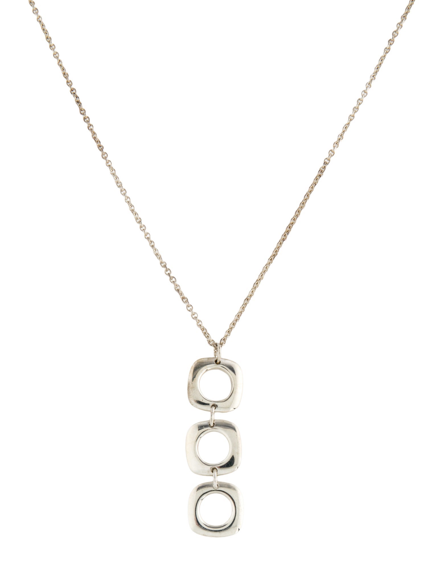 Tiffany & Co. Square Cushion Triple Drop Pendant Necklace