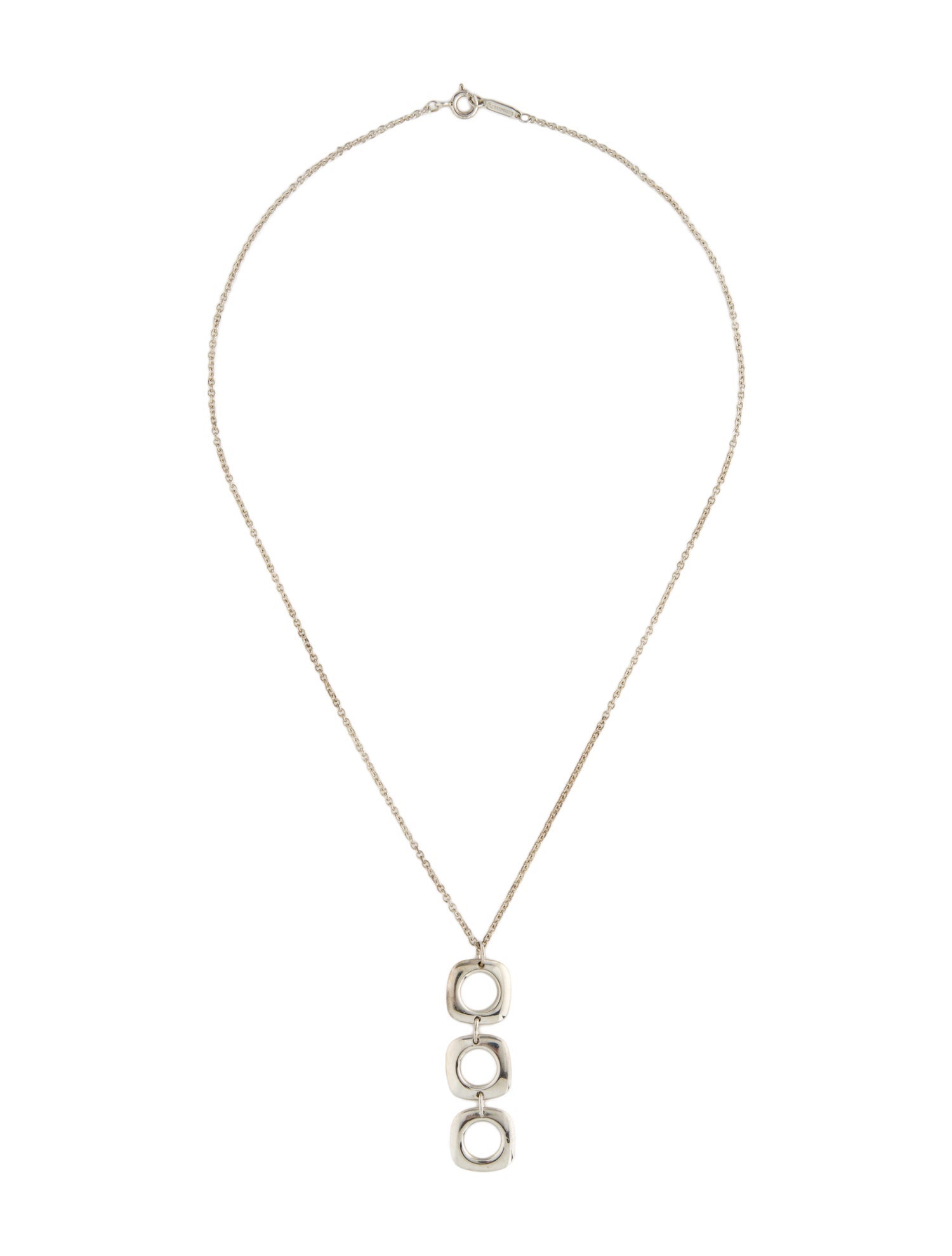 Tiffany & Co. Square Cushion Triple Drop Pendant Necklace