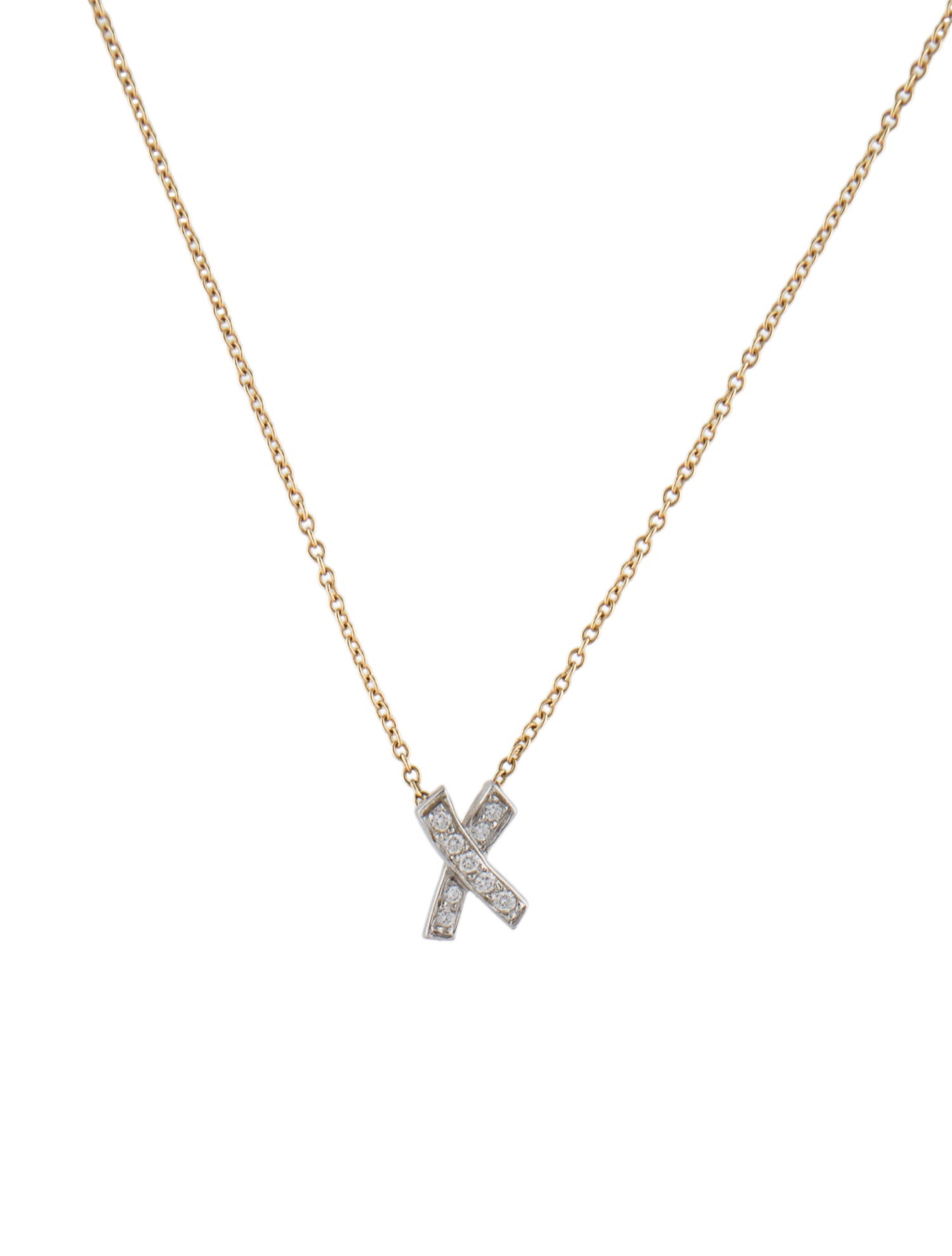 Tiffany & Co. Vintage Diamond "X" Pendant Necklace