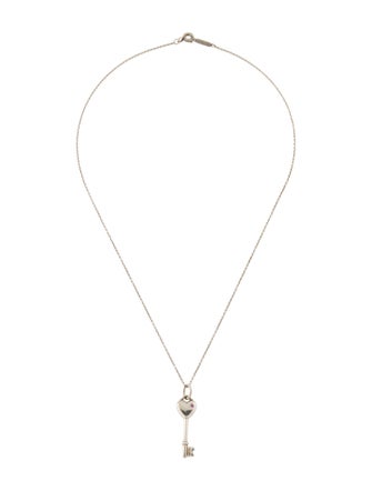 Tiffany & Co. Sapphire Heart Key Pendant Necklace