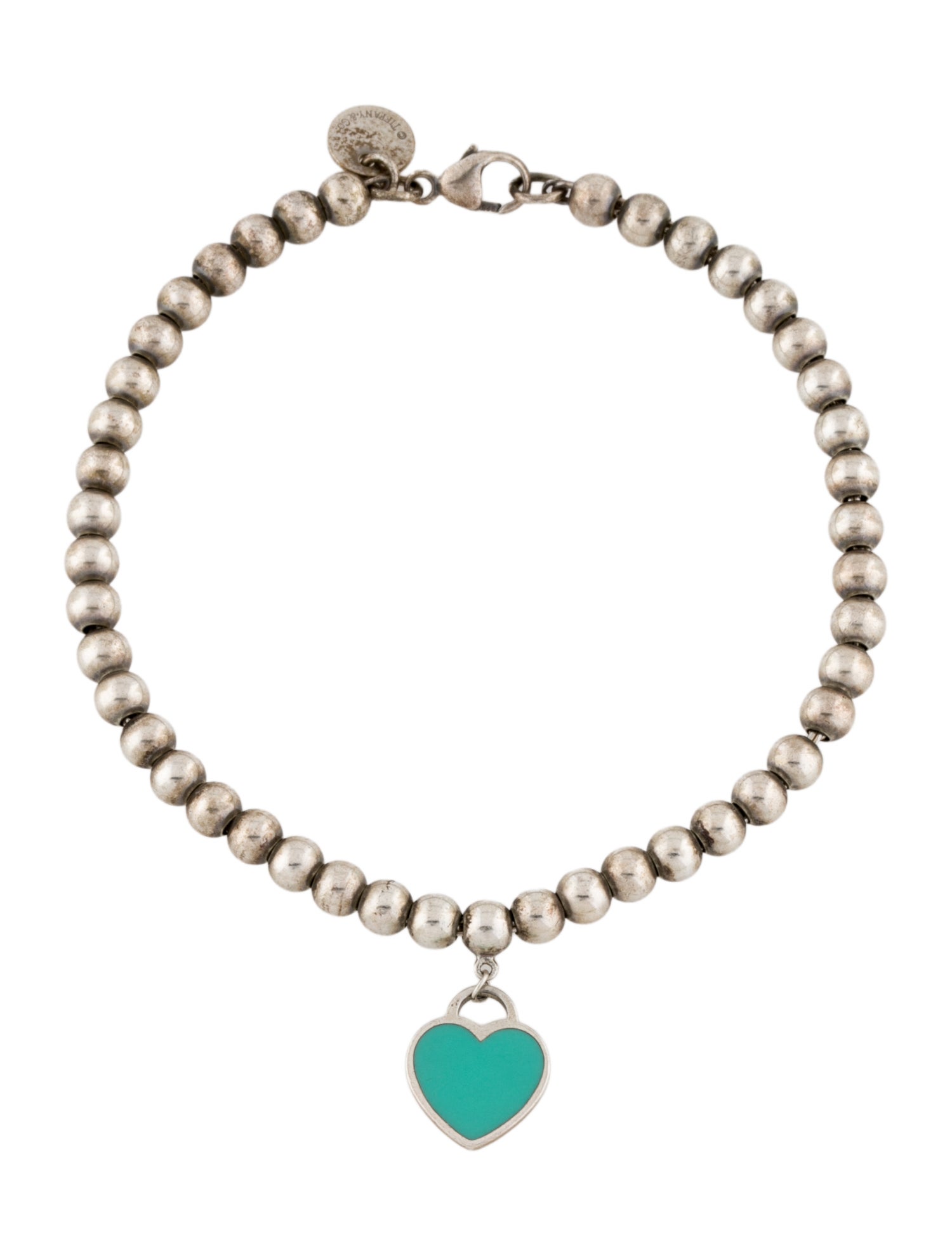 Tiffany & Co. Enamel Heart Tag Bead Bracelet