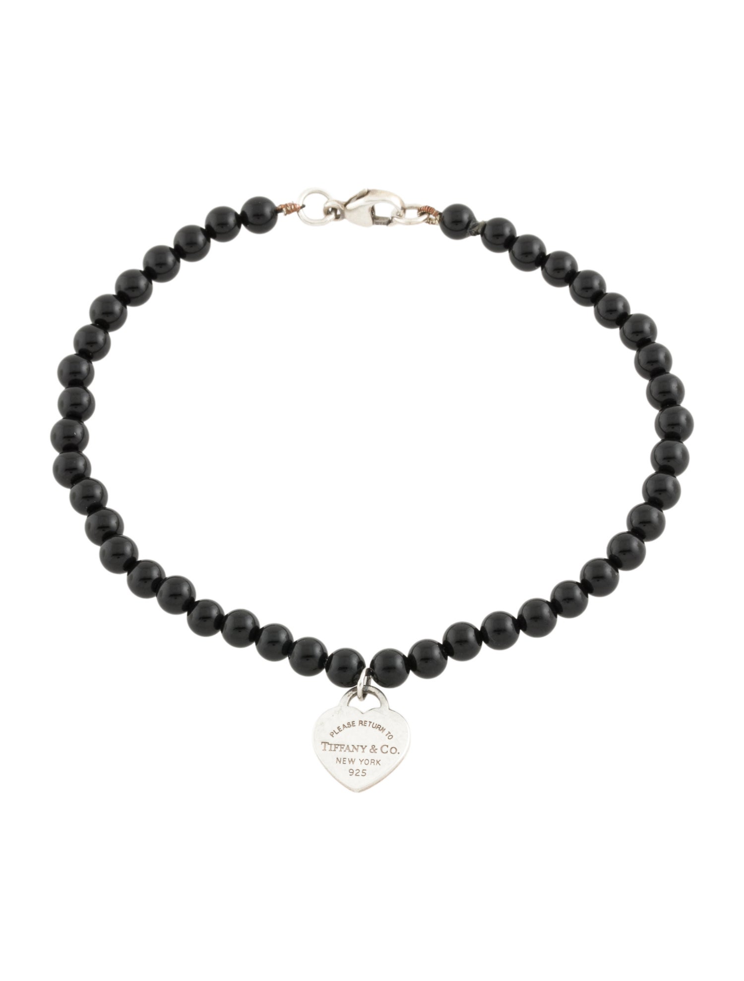 Tiffany & Co. Onyx Heart Tag Bead Bracelet