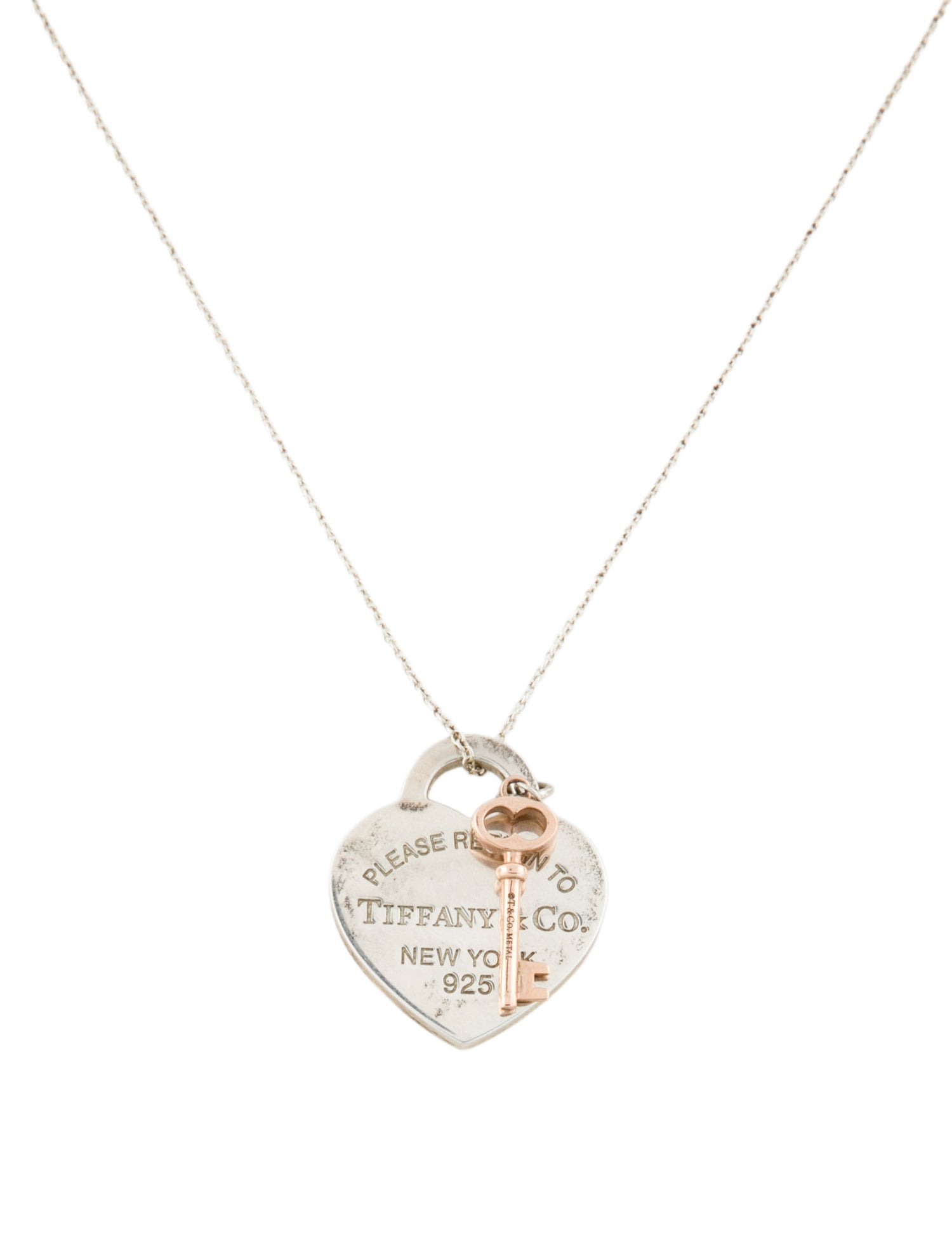 Tiffany & Co. Two-Tone Heart Tag & Key Pendant Necklace