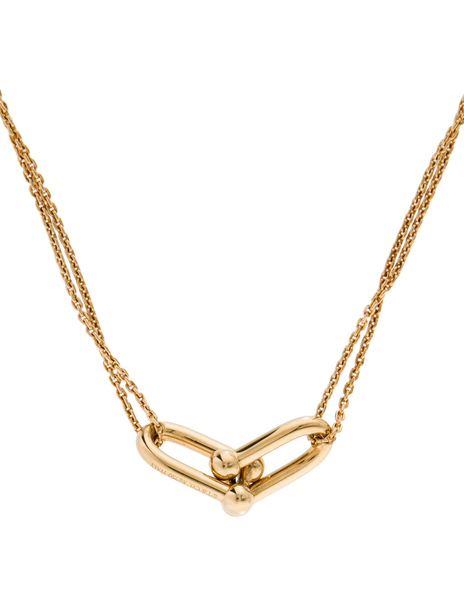 Tiffany & Co. 18K Large HardWear Double Link Pendant Necklace