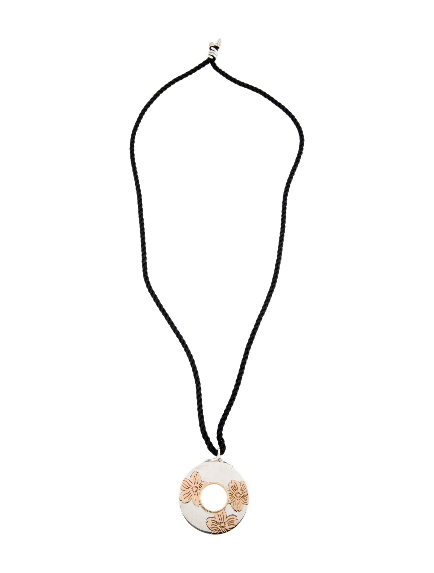 Tiffany & Co. Two-Tone Nature Flower Disc Pendant Necklace