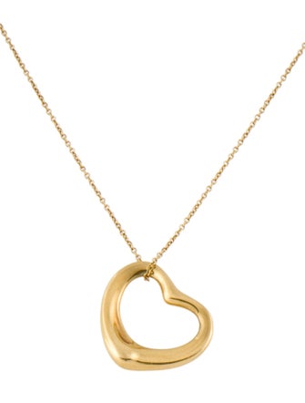 Tiffany & Co. 18K Open Heart Pendant Necklace