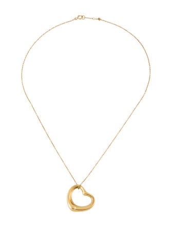 Tiffany & Co. 18K Open Heart Pendant Necklace