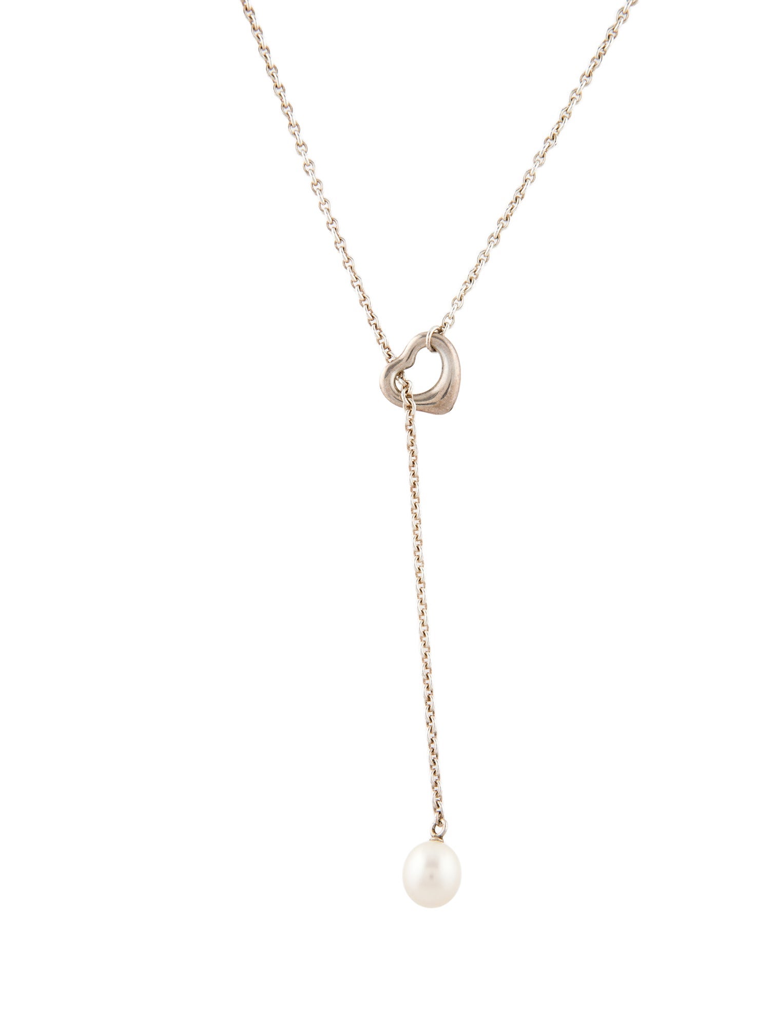 Tiffany & Co. Pearl Open Heart Lariat Necklace