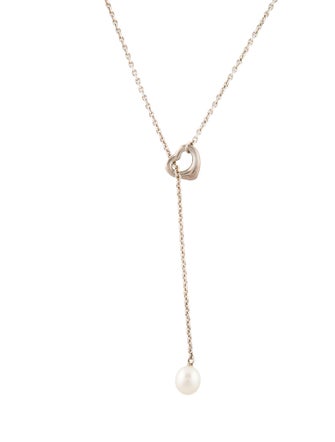 Tiffany & Co. Pearl Open Heart Lariat Necklace