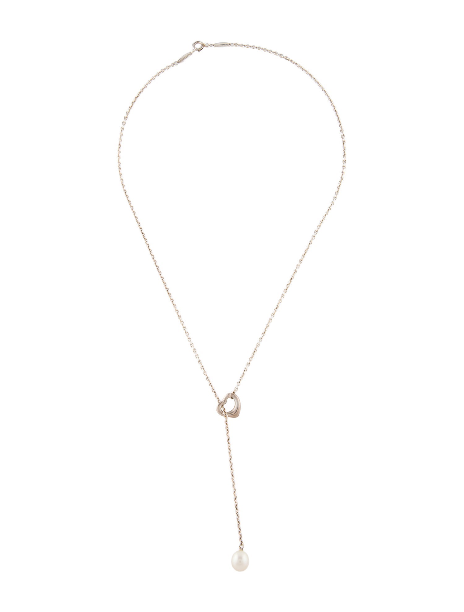 Tiffany & Co. Pearl Open Heart Lariat Necklace