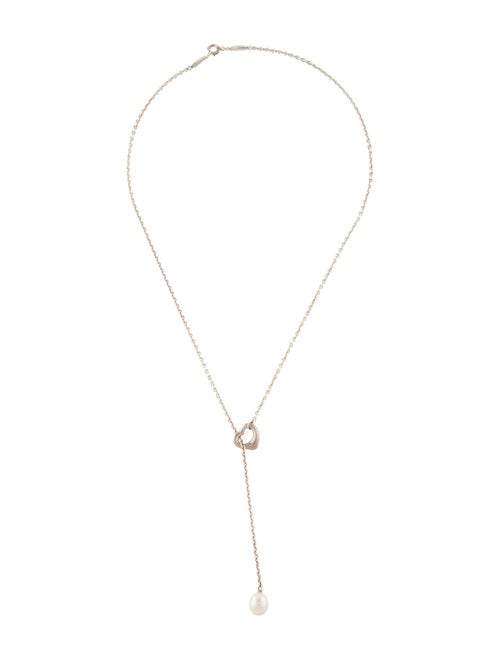 Tiffany & Co. Pearl Open Heart Lariat Necklace