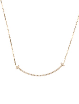 Tiffany & Co. 18K Diamond T Smile Small Pendant Necklace