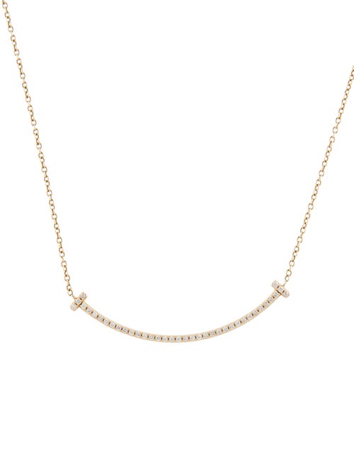 Tiffany & Co. 18K Diamond T Smile Small Pendant Necklace