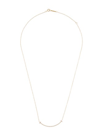 Tiffany & Co. 18K Diamond T Smile Small Pendant Necklace