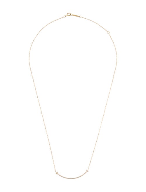 Tiffany & Co. 18K Diamond T Smile Small Pendant Necklace