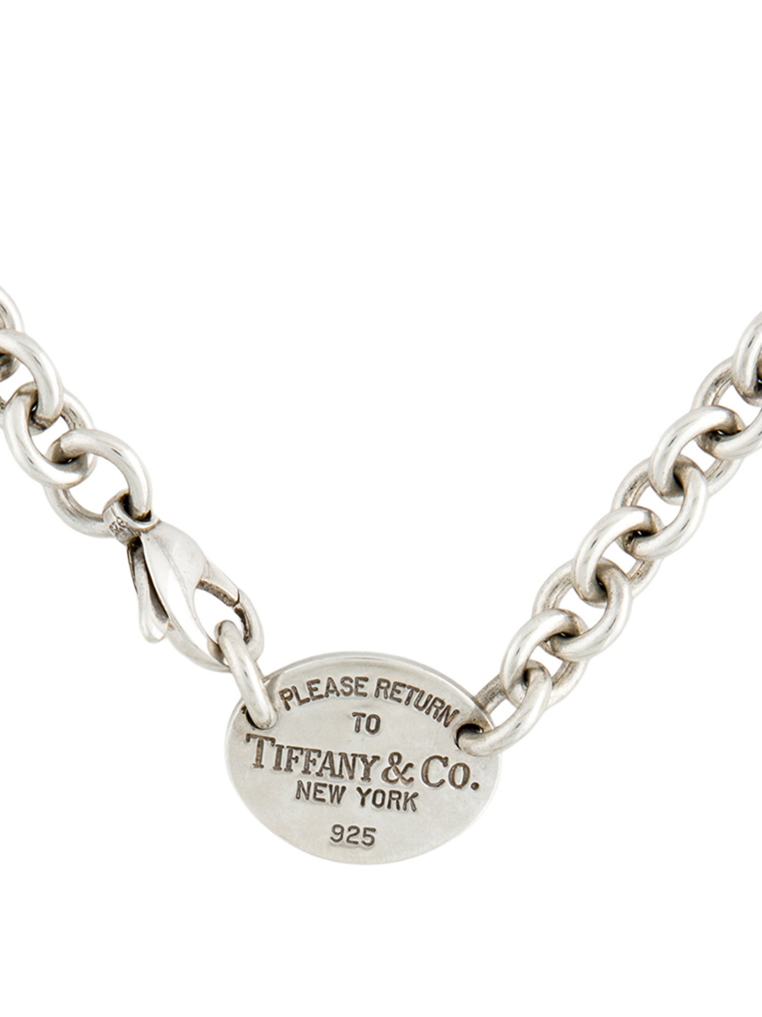 Tiffany & Co. Oval Tag Chain Link Choker Necklace
