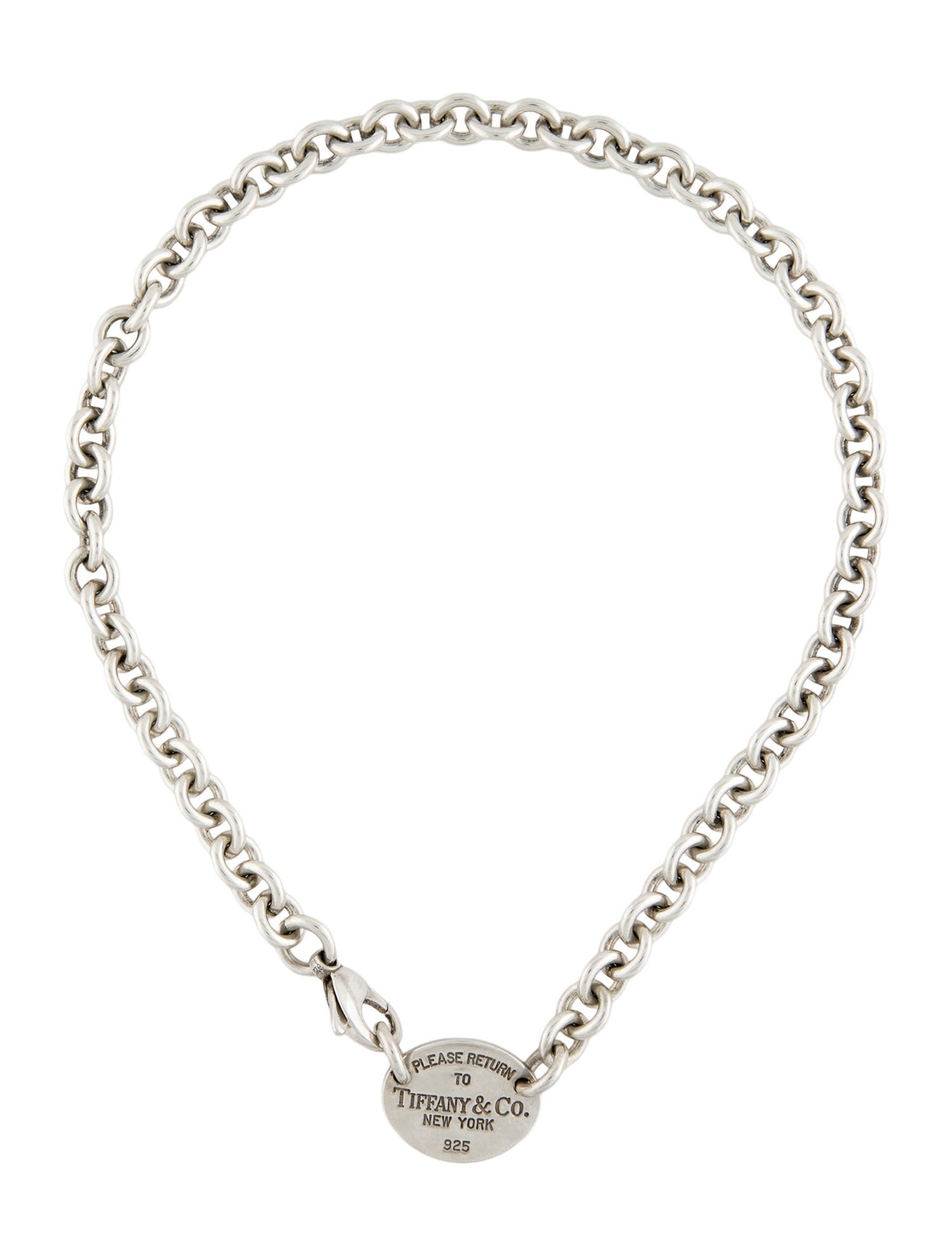Tiffany & Co. Oval Tag Chain Link Choker Necklace