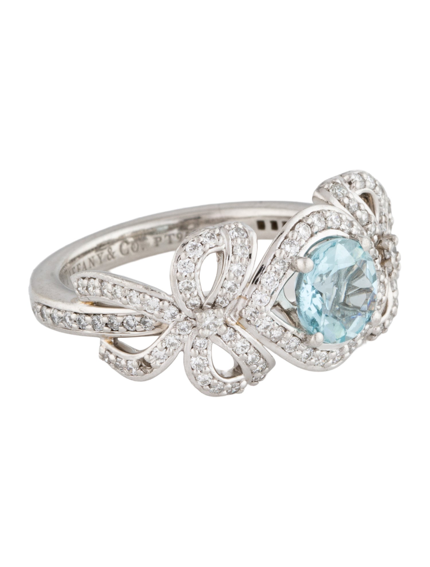 Tiffany & Co. Platinum Aquamarine & Diamond Ribbon Ring