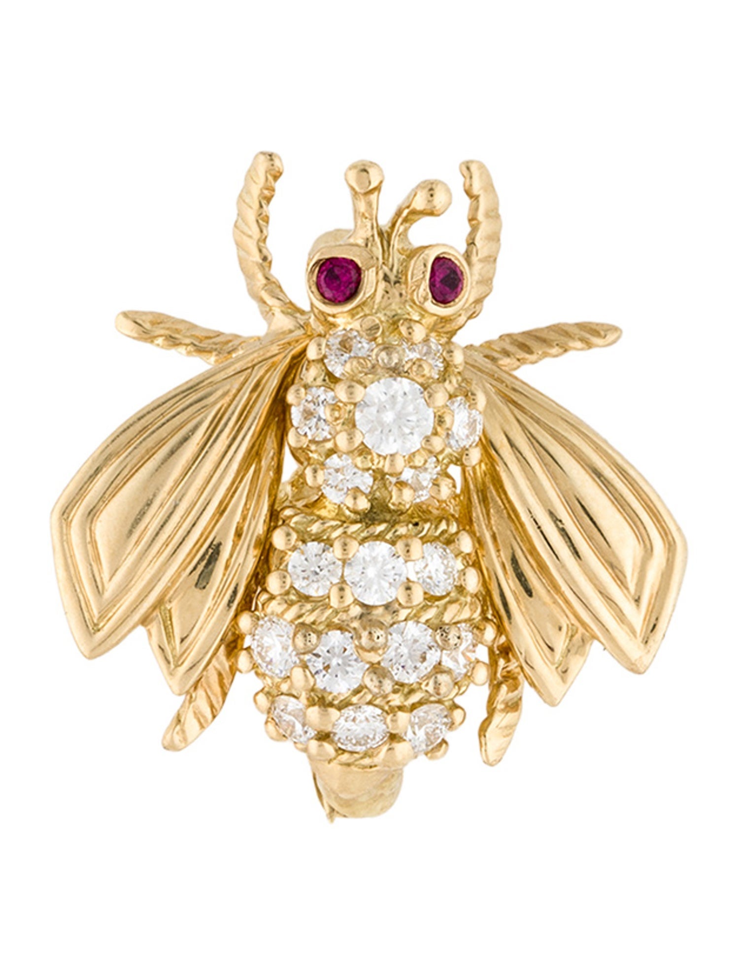 Tiffany & Co. Vintage 18K Diamond & Ruby Bee Brooch