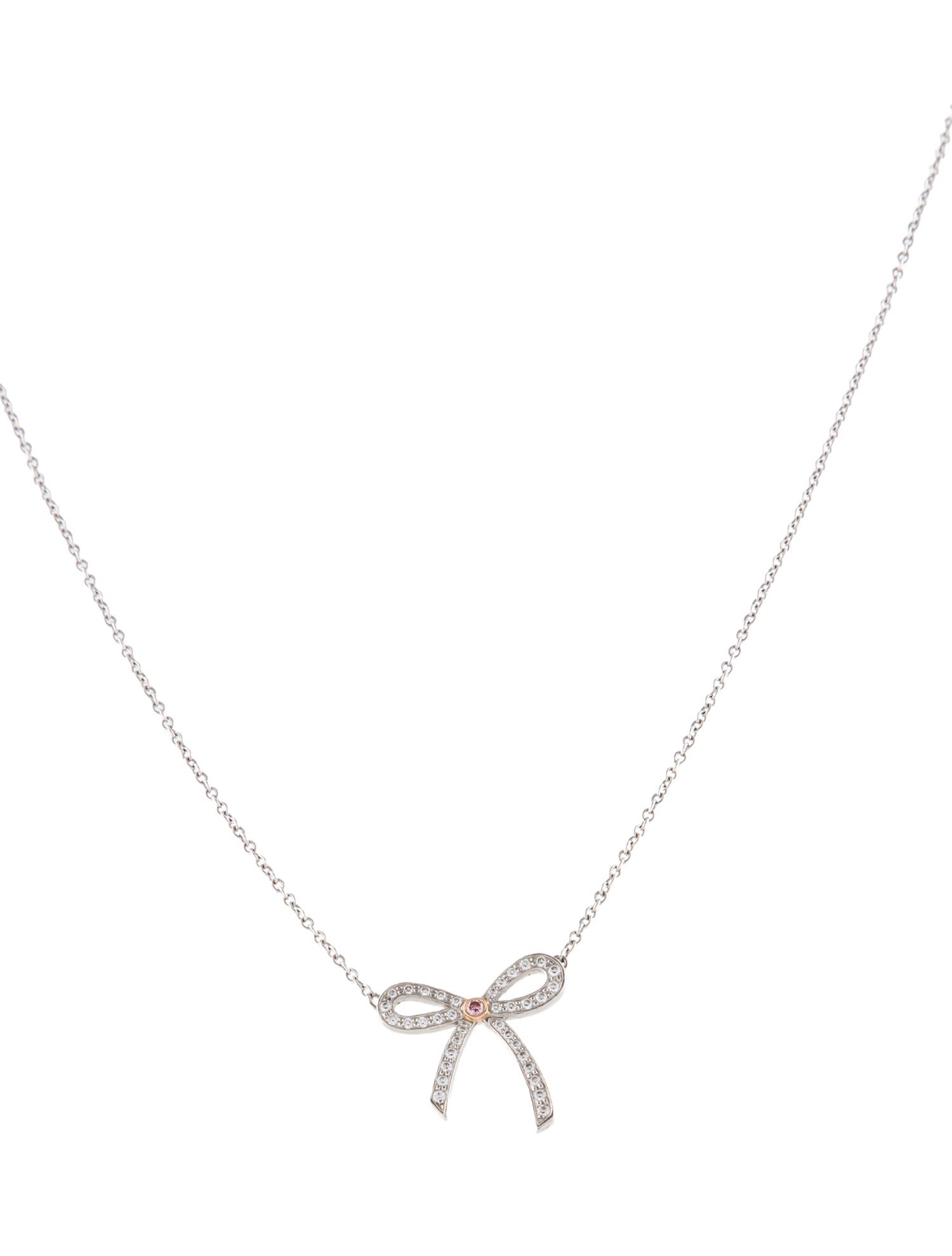 Tiffany & Co. Pink Diamond Bow Pendant Necklace