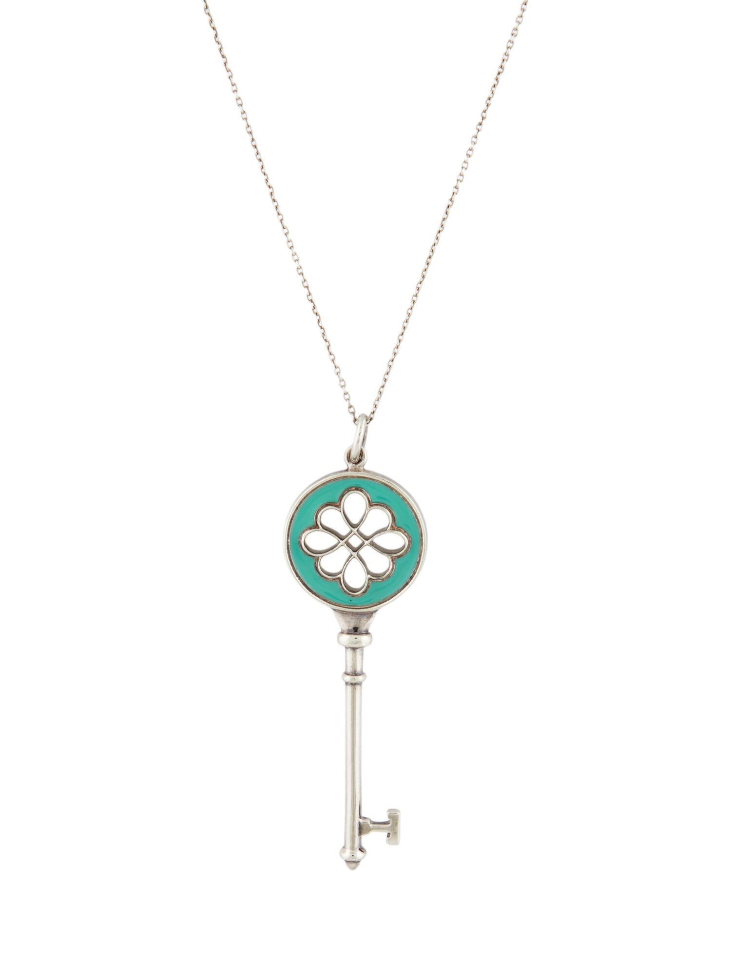 Tiffany & Co. Enamel Key Pendant Necklace