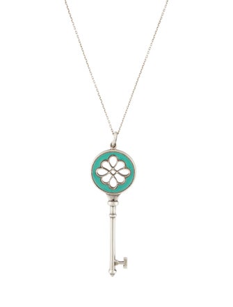 Tiffany & Co. Enamel Key Pendant Necklace