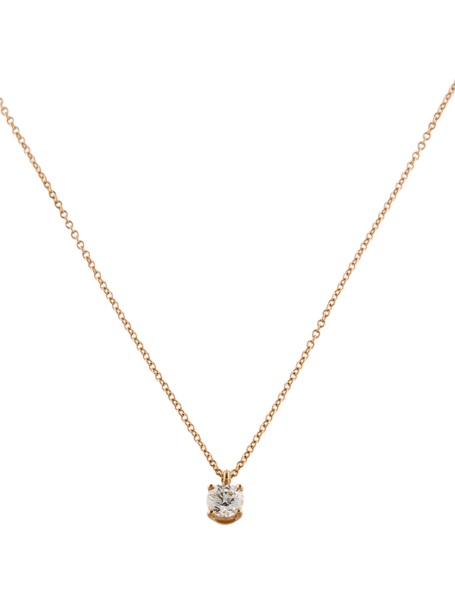 Tiffany & Co. 18K Diamond Solitaire Pendant Necklace