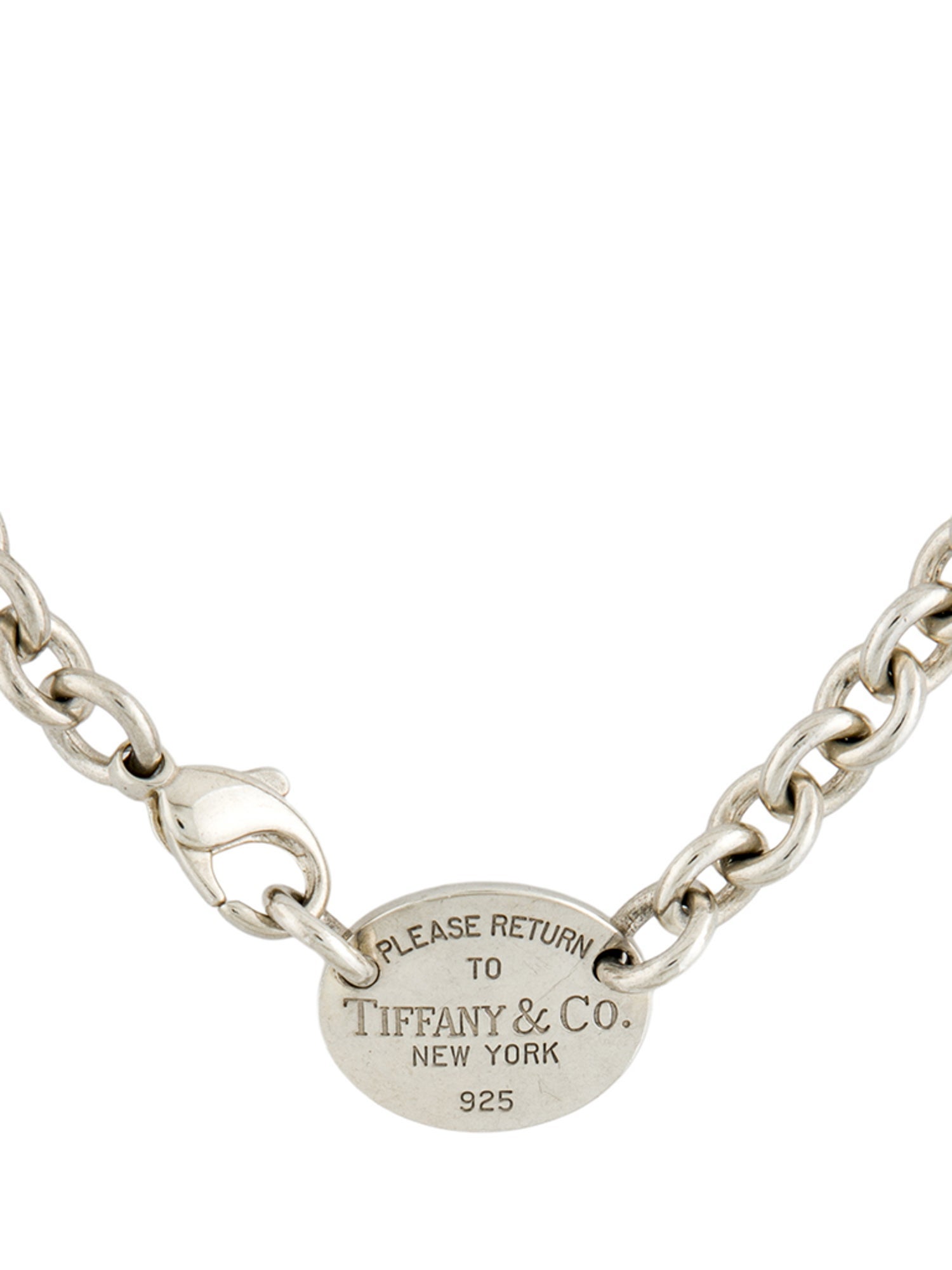 Tiffany & Co. Oval Tag Chain Link Choker Necklace