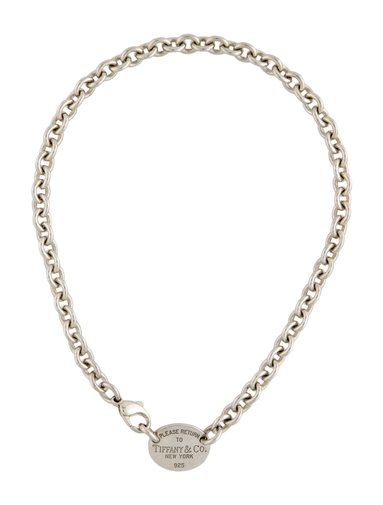 Tiffany & Co. Oval Tag Chain Link Choker Necklace