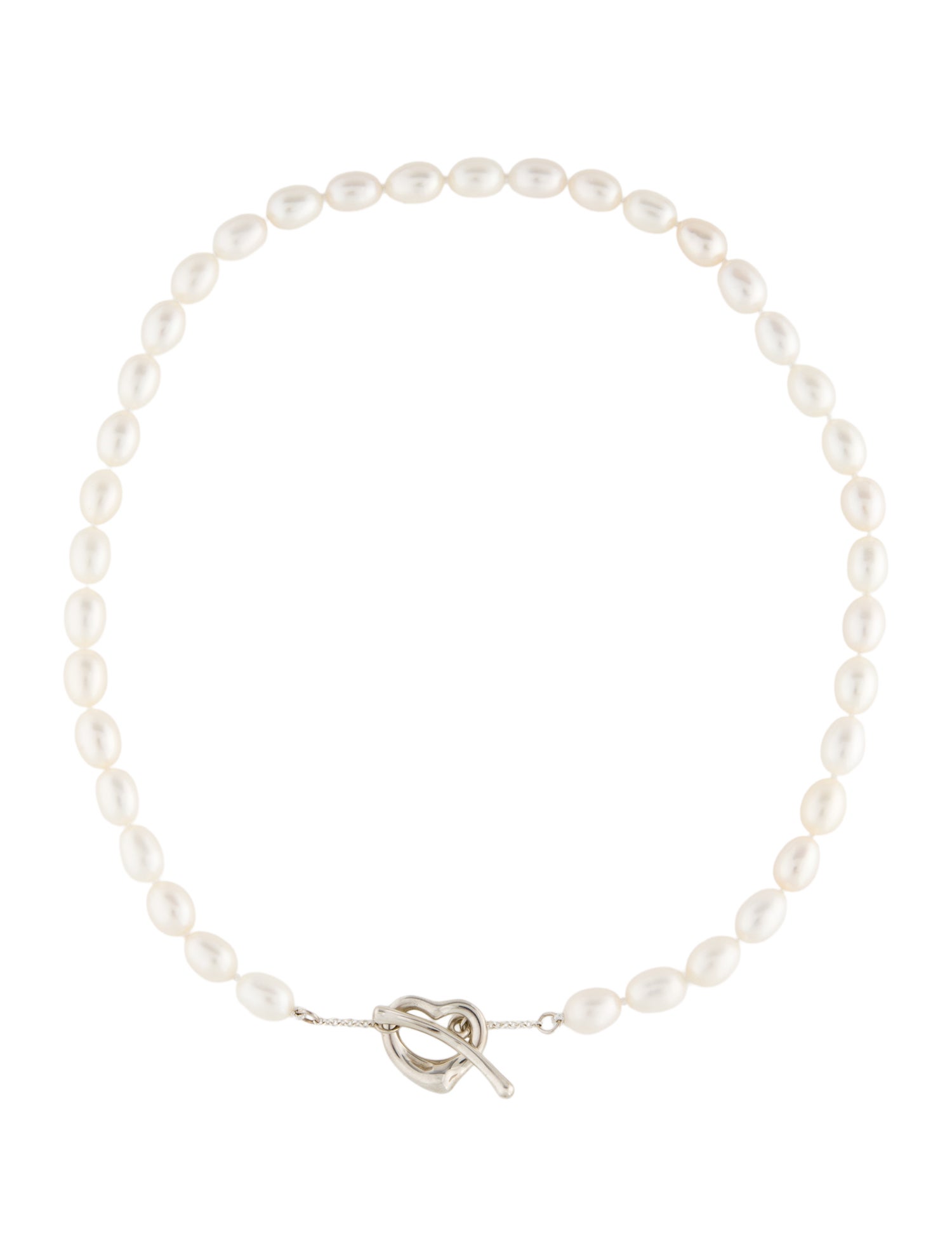 Tiffany & Co. Pearl Open Heart Toggle Necklace