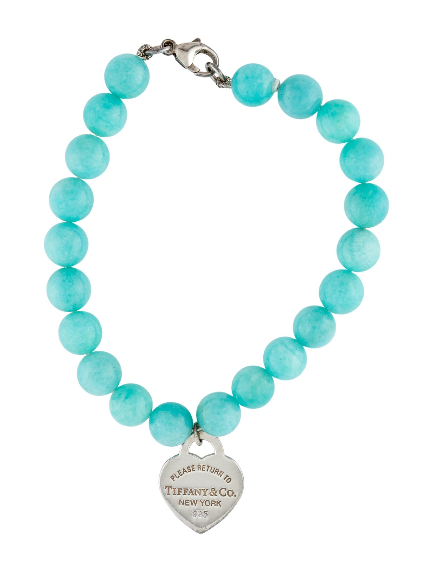 Tiffany & Co. Amazonite Heart Tag Bead Bracelet