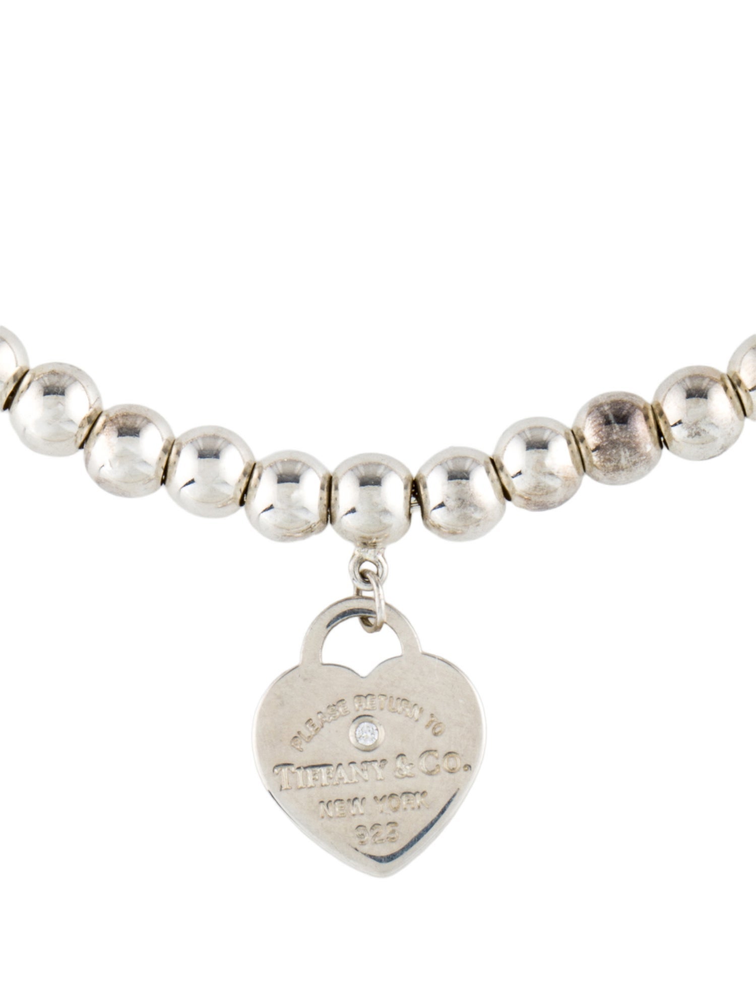 Tiffany & Co. Diamond Heart Tag Bead Bracelet