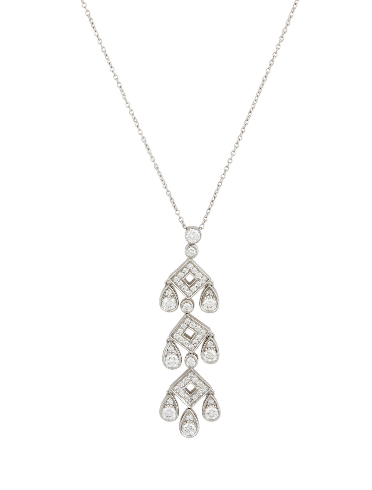 Tiffany & Co. Platinum Diamond Jazz Pagoda Pendant Necklace